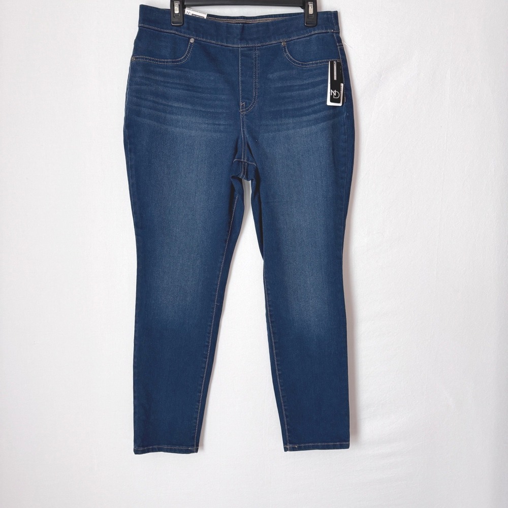 New Directions Jeans Pull-On Skinny Women 12 Blue Flex Stretch Short